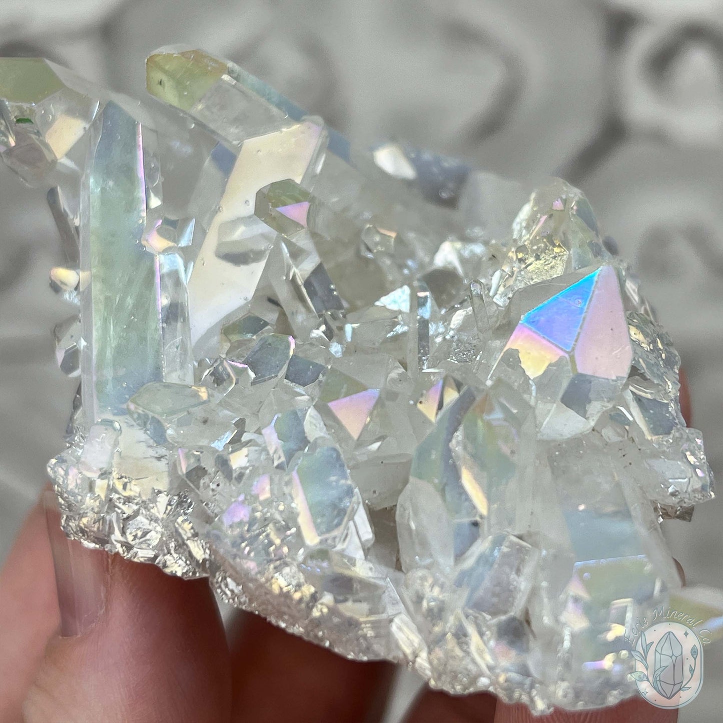 Angel Aura Clear Quartz Crystal Clusters