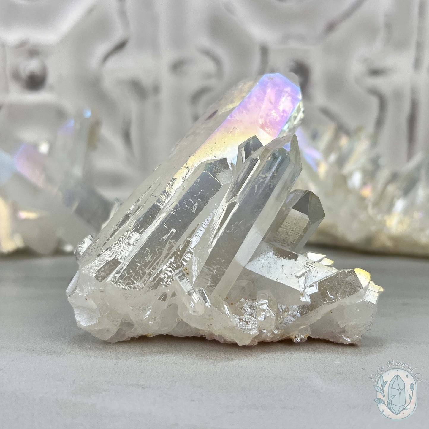Angel Aura Clear Quartz Crystal Clusters
