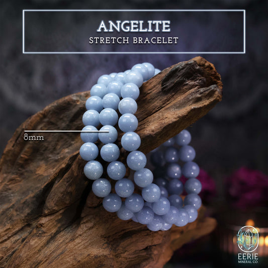 Angelite Gemstone Beaded Boho Stretch Bracelet