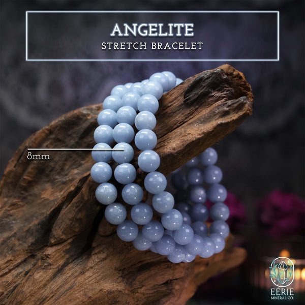 Angelite Gemstone Beaded Boho Stretch Bracelet
