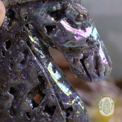 Rainbow Angel Aura Sphalerite Unicorn Carving