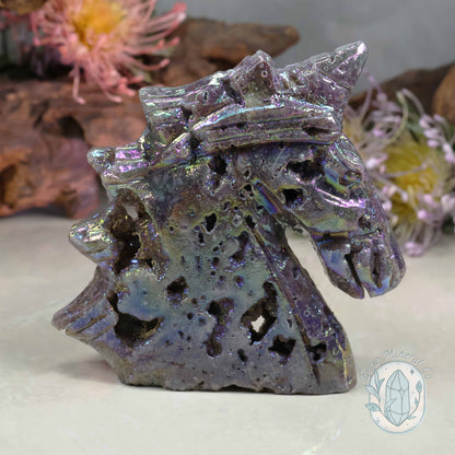 Rainbow Angel Aura Sphalerite Unicorn Carving