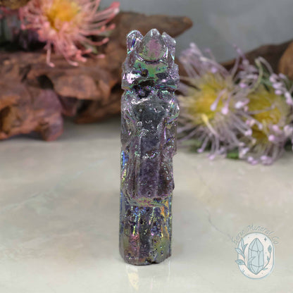 Rainbow Angel Aura Sphalerite Unicorn Carving