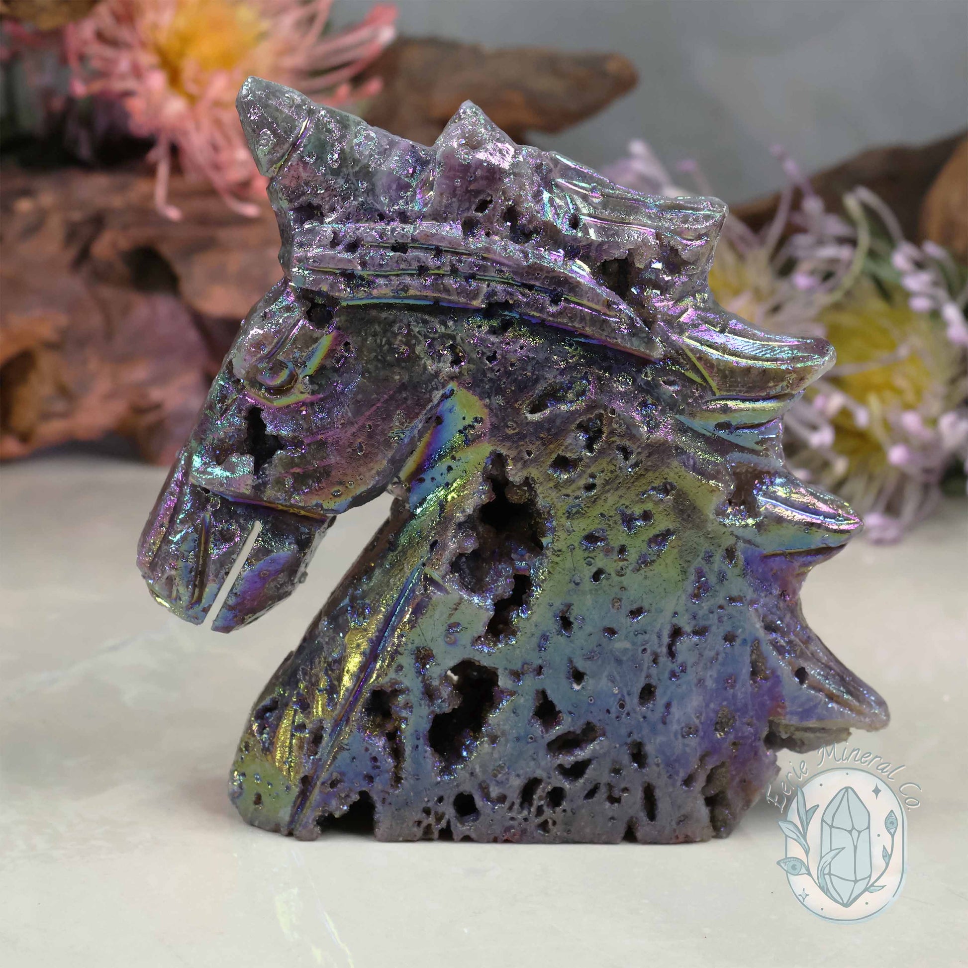 Rainbow Angel Aura Sphalerite Unicorn Carving