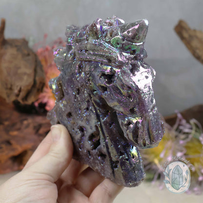 Rainbow Angel Aura Sphalerite Unicorn Carving