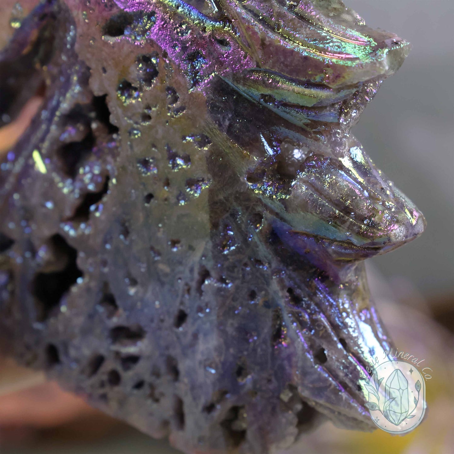 Rainbow Angel Aura Sphalerite Unicorn Carving