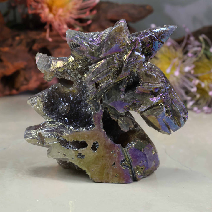 Rainbow Angel Aura Sphalerite Unicorn Carving