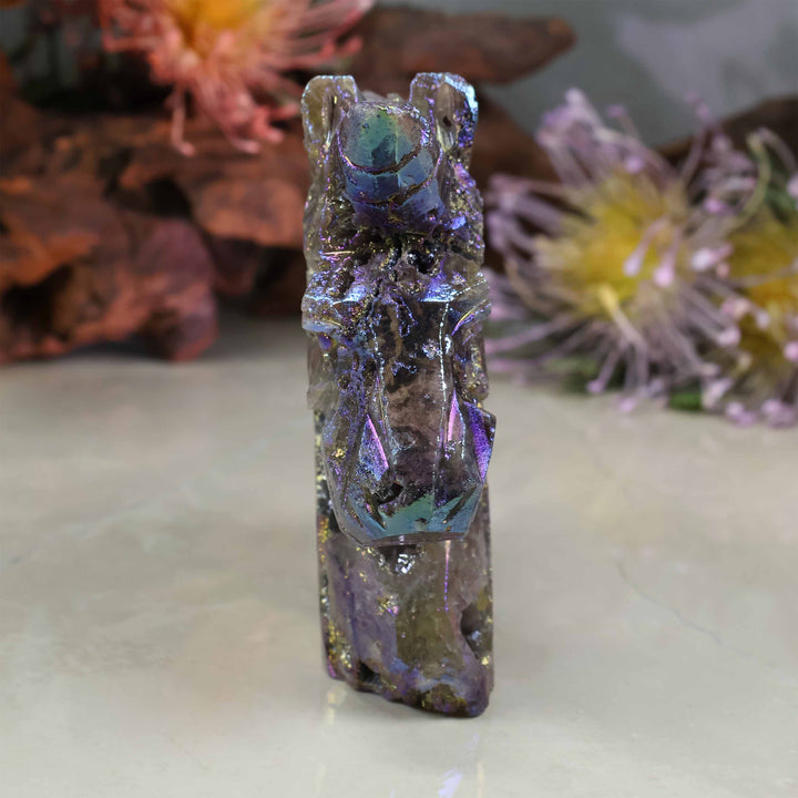 Rainbow Angel Aura Sphalerite Unicorn Carving