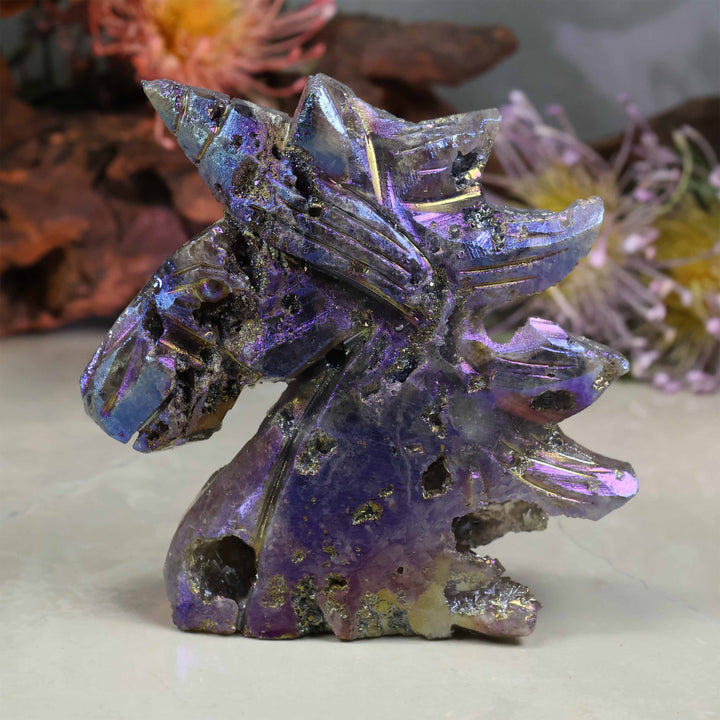 Rainbow Angel Aura Sphalerite Unicorn Carving