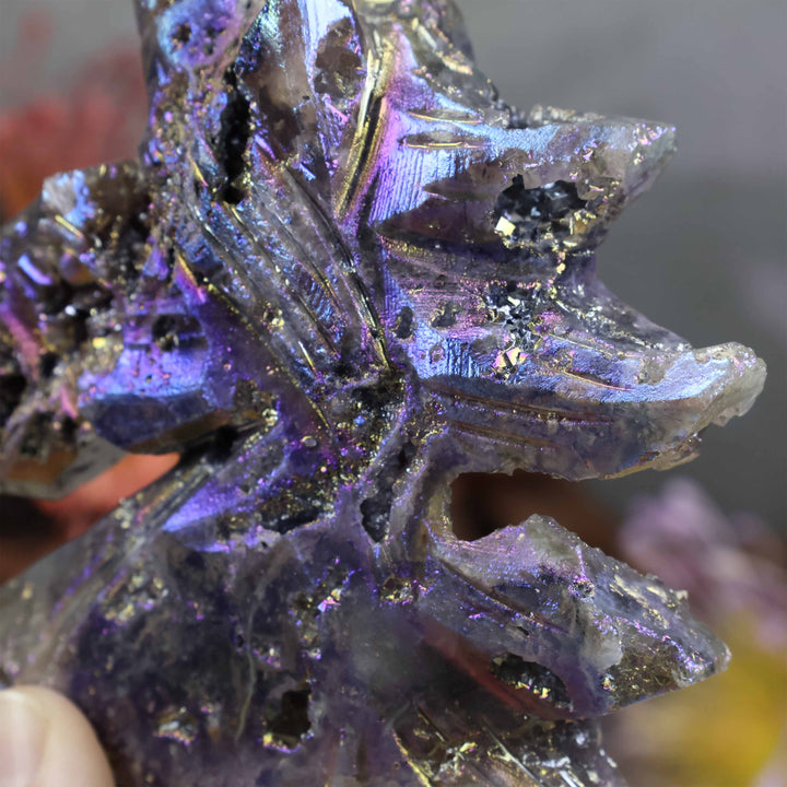 Rainbow Angel Aura Sphalerite Unicorn Carving