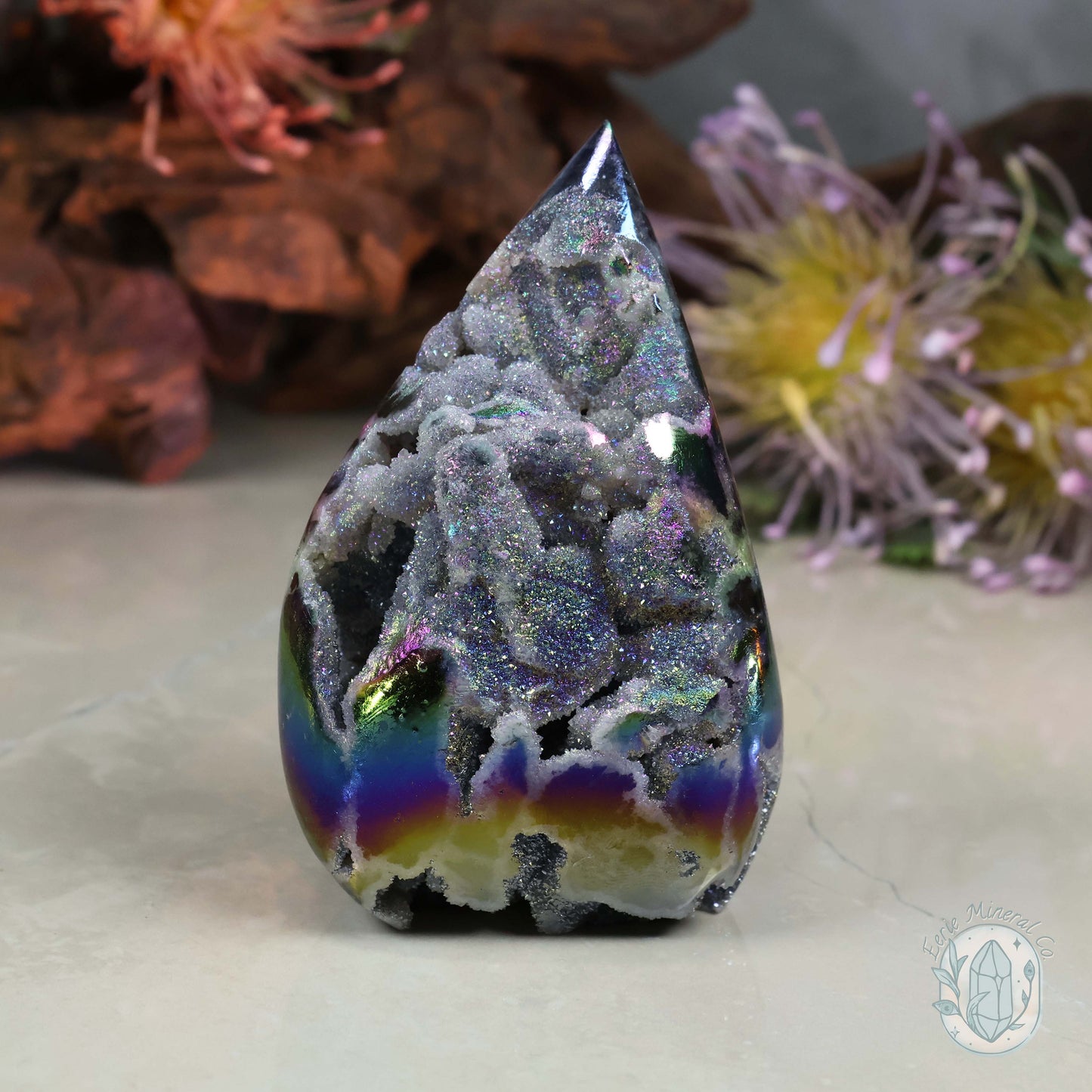 Aura Sphalerite with Druzy Quartz Freeform