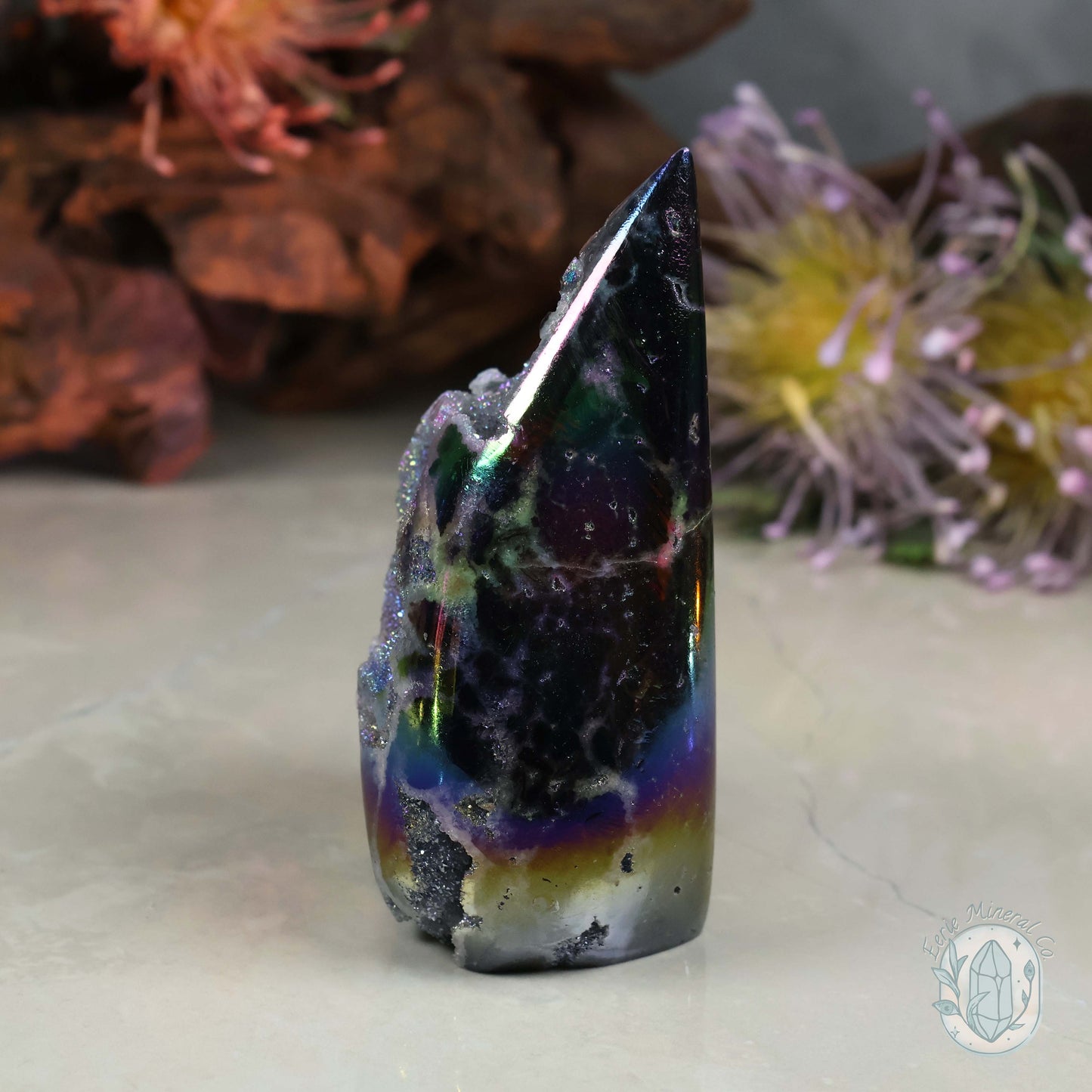 Aura Sphalerite with Druzy Quartz Freeform
