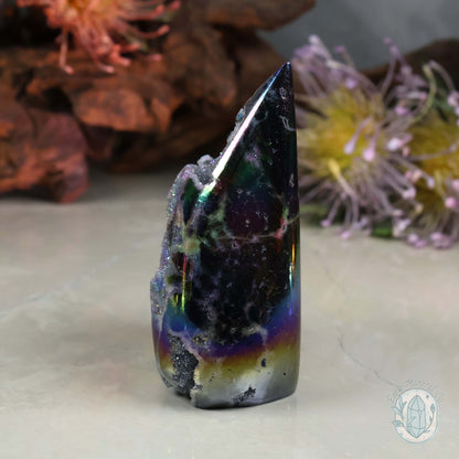Aura Sphalerite with Druzy Quartz Freeform