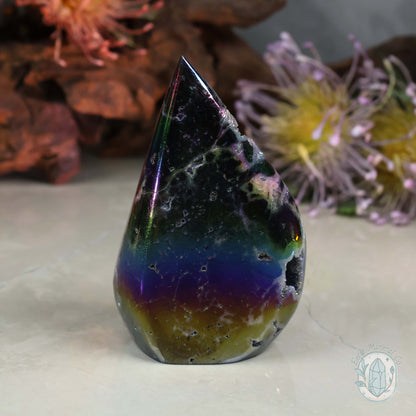 Aura Sphalerite with Druzy Quartz Freeform