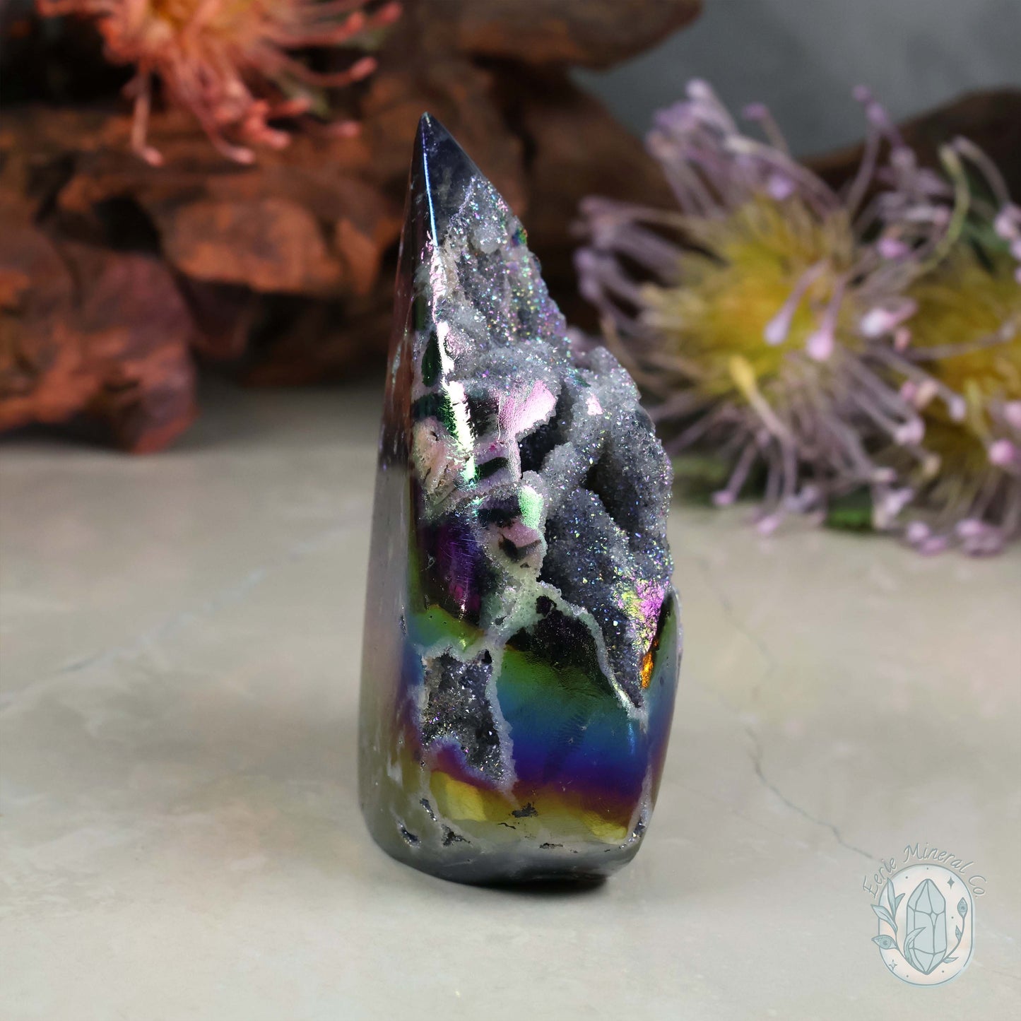 Aura Sphalerite with Druzy Quartz Freeform
