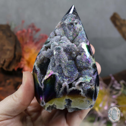 Aura Sphalerite with Druzy Quartz Freeform
