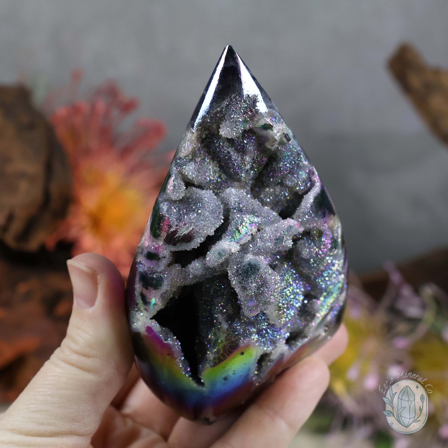 Aura Sphalerite with Druzy Quartz Freeform