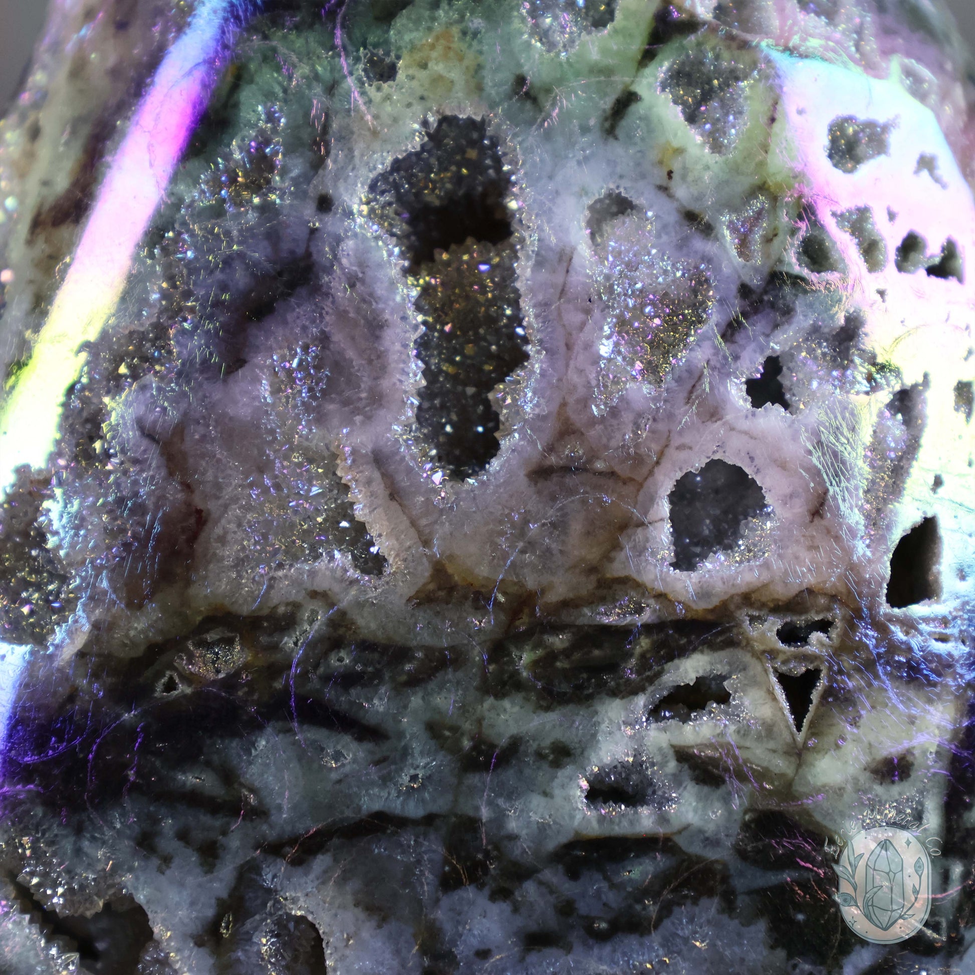 Rainbow Aura Sphalerite with Druzy Quartz Freeform