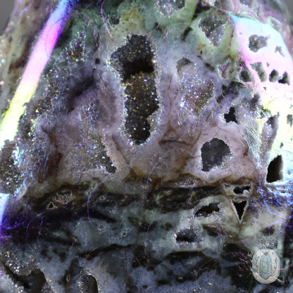 Rainbow Aura Sphalerite with Druzy Quartz Freeform