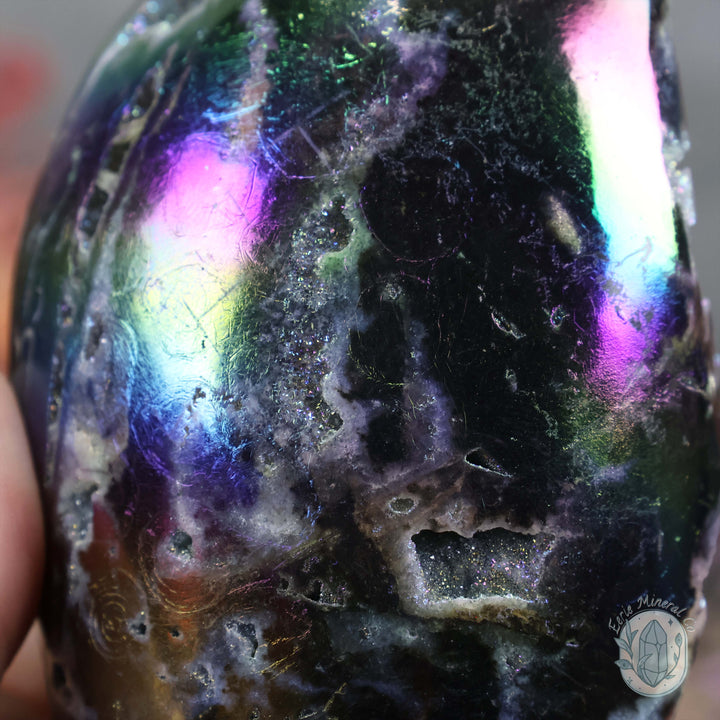 Rainbow Aura Sphalerite with Druzy Quartz Freeform