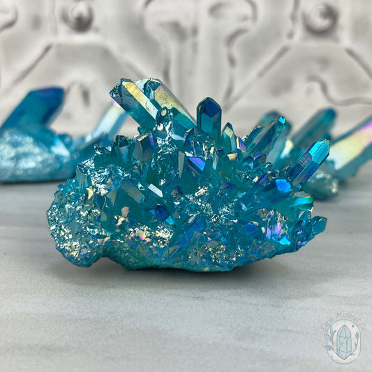 Blue Aura Clear Quartz Crystal Clusters