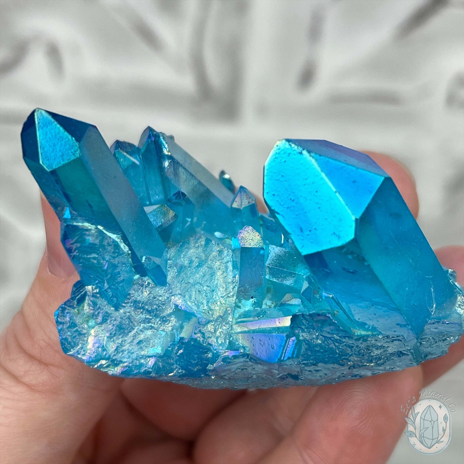 Blue Aura Clear Quartz Crystal Clusters
