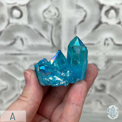Blue Aura Clear Quartz Crystal Clusters