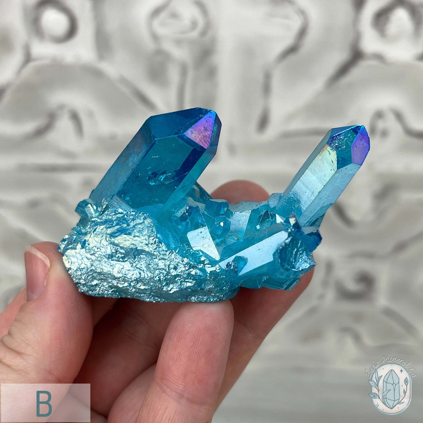 Blue Aura Clear Quartz Crystal Clusters