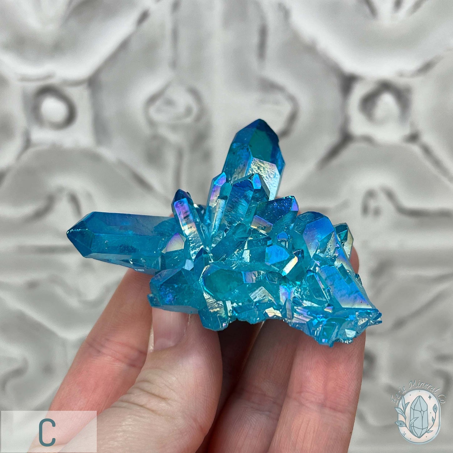 Blue Aura Clear Quartz Crystal Clusters