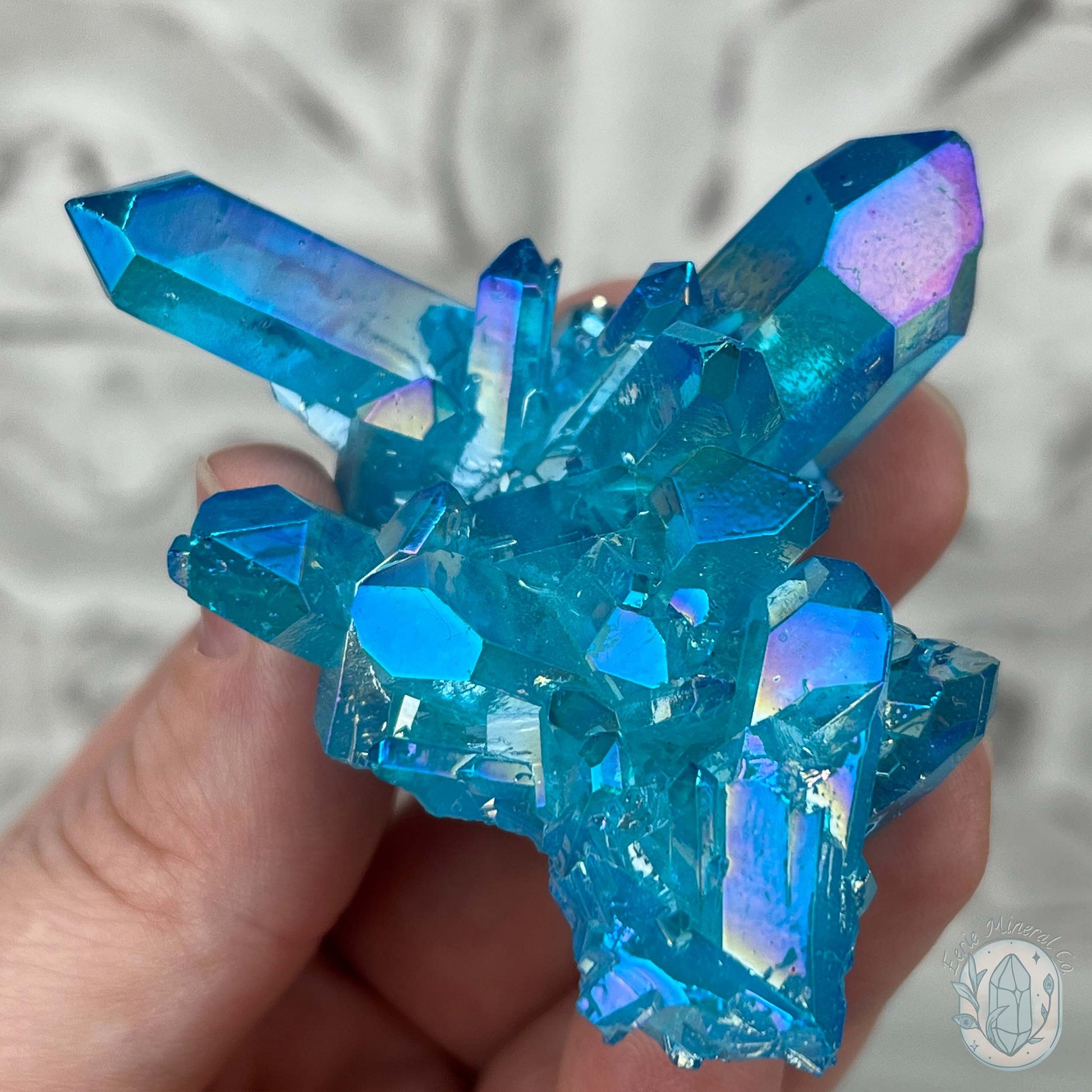 Blue Aura Clear Quartz Crystal Clusters