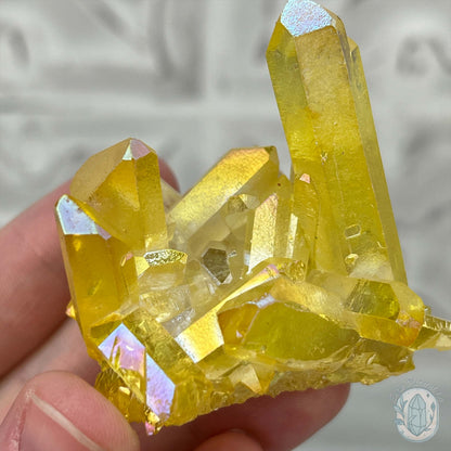 Yellow Aura Clear Quartz Crystal Clusters