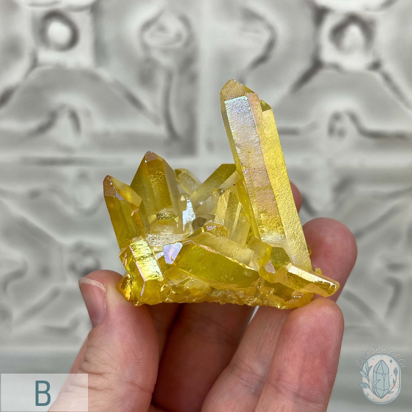 Yellow Aura Clear Quartz Crystal Clusters