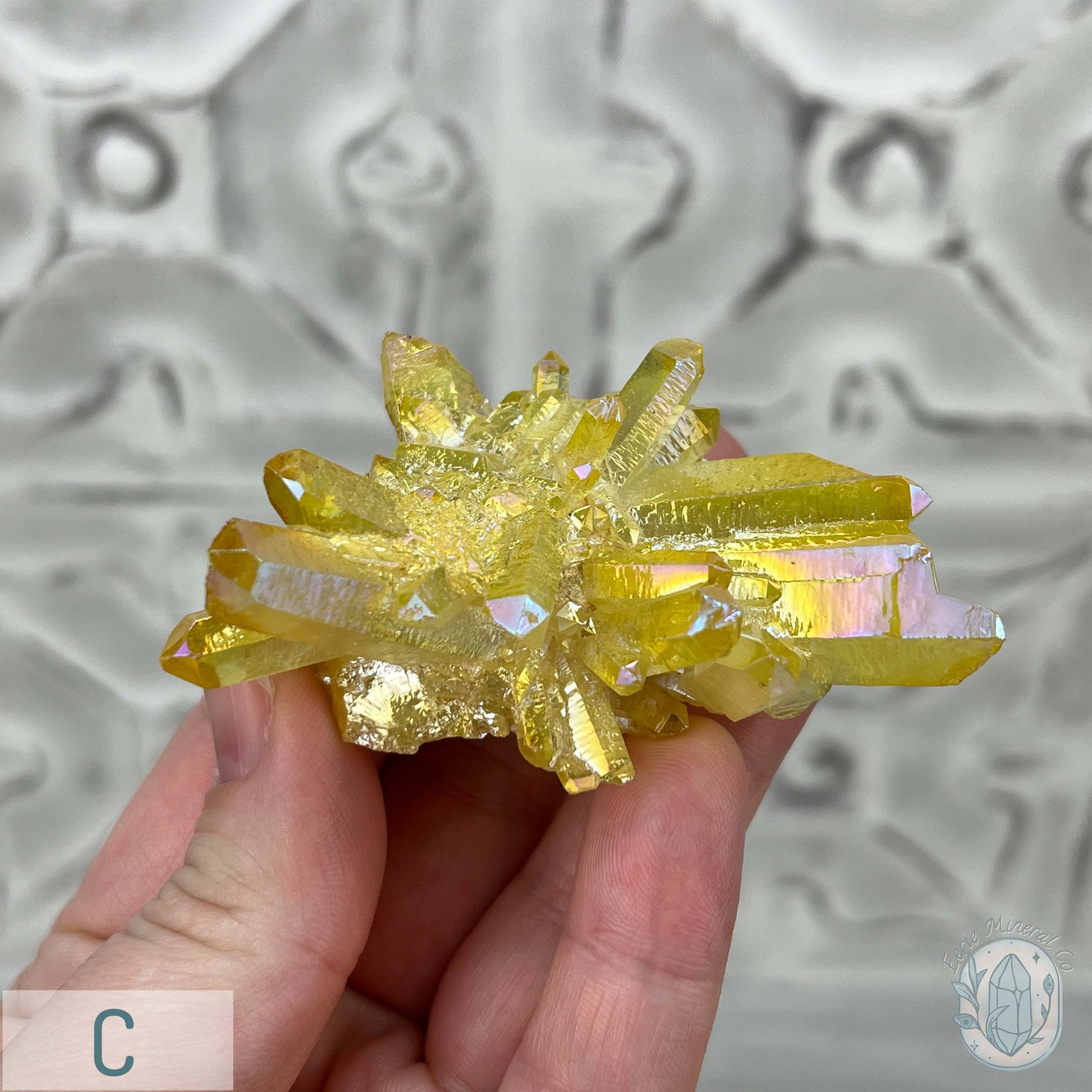 Yellow Aura Clear Quartz Crystal Clusters