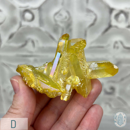 Yellow Aura Clear Quartz Crystal Clusters