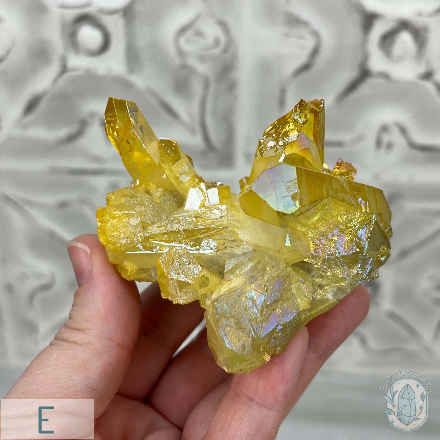 Yellow Aura Clear Quartz Crystal Clusters