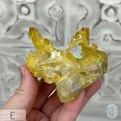 Yellow Aura Clear Quartz Crystal Clusters