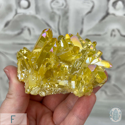 Yellow Aura Clear Quartz Crystal Clusters