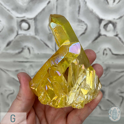 Yellow Aura Clear Quartz Crystal Clusters
