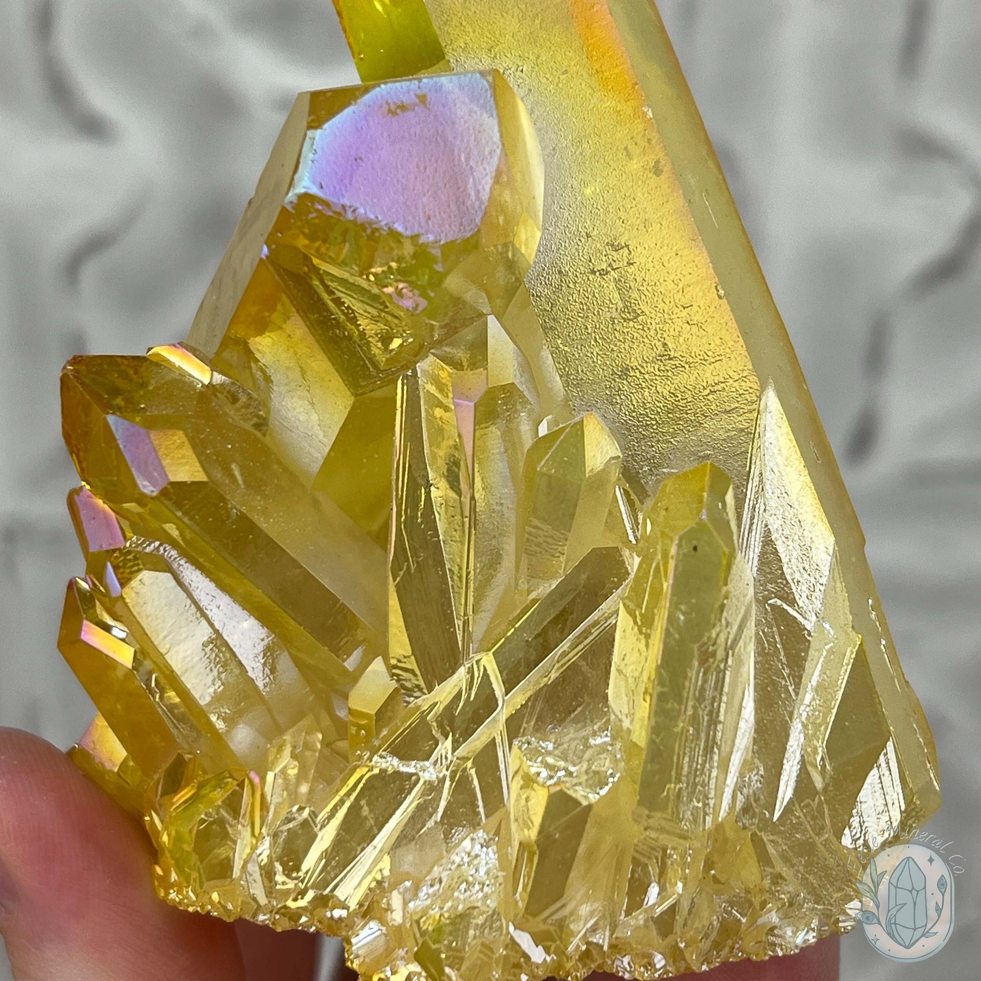 Yellow Aura Clear Quartz Crystal Clusters