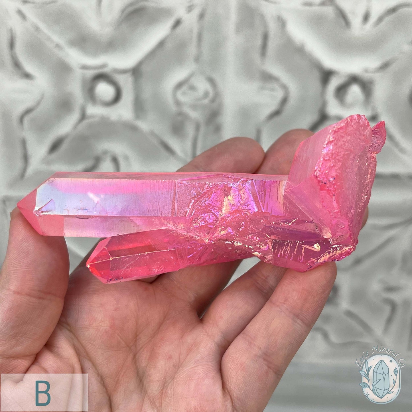 Pink Aura Clear Quartz Crystal Clusters