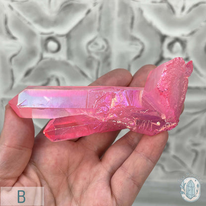 Pink Aura Clear Quartz Crystal Clusters