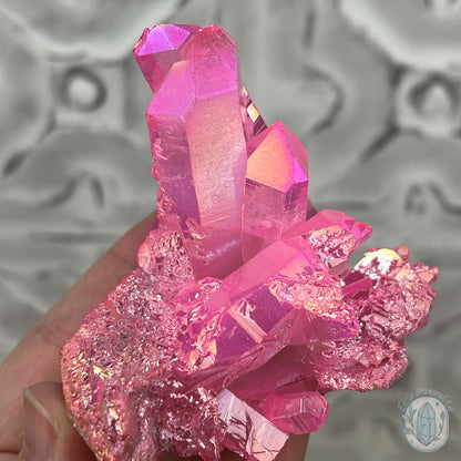 Pink Aura Clear Quartz Crystal Clusters