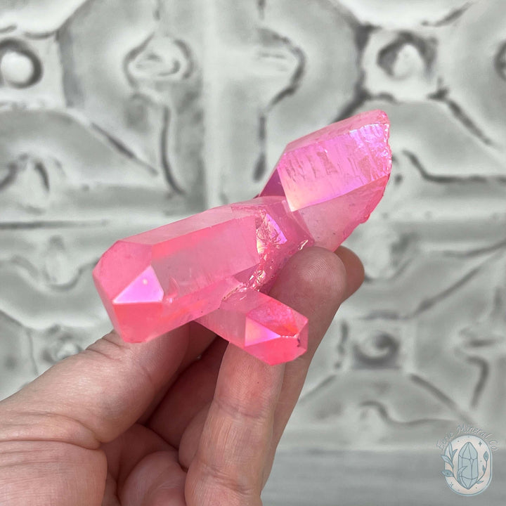 Pink Aura Clear Quartz Crystal Clusters
