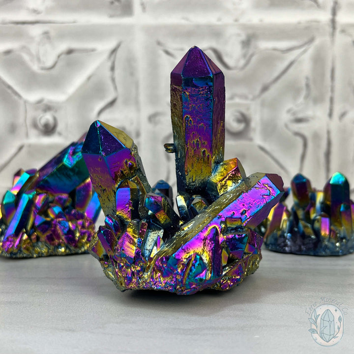 Titanium Aura Clear Quartz Crystal Clusters