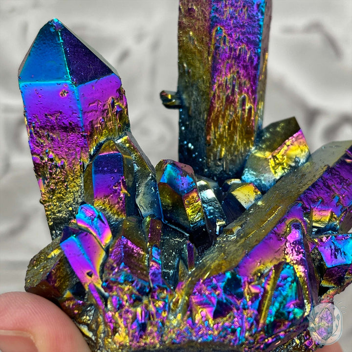 Titanium Aura Clear Quartz Crystal Clusters