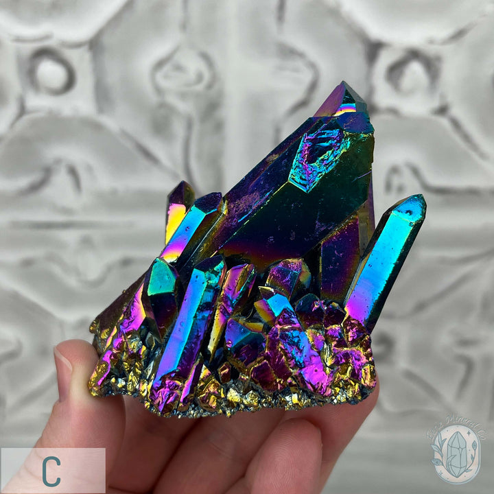 Titanium Aura Clear Quartz Crystal Clusters