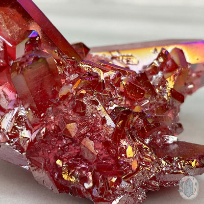 Red Rainbow Aura Clear Quartz Crystal Clusters