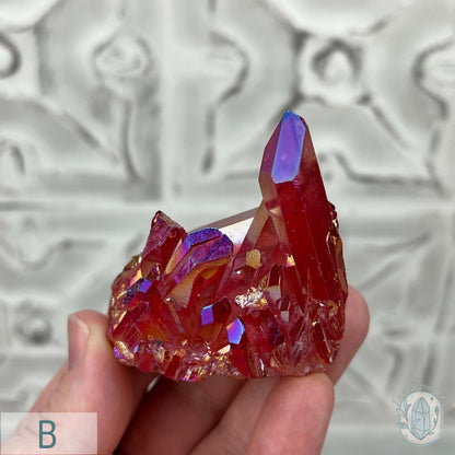 Red Rainbow Aura Clear Quartz Crystal Clusters