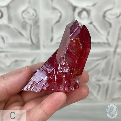 Red Rainbow Aura Clear Quartz Crystal Clusters