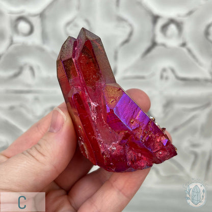 Red Rainbow Aura Clear Quartz Crystal Clusters